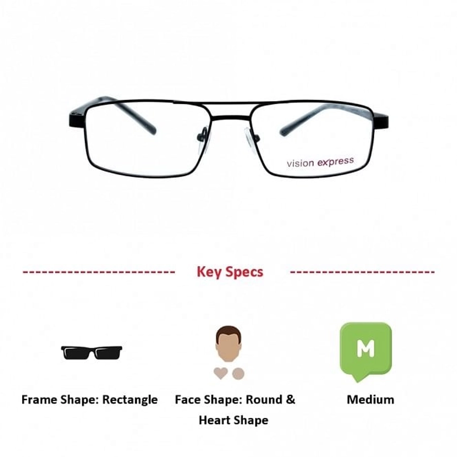 Full Rim Metal Rectangle Black Medium Vision Express 29450 Eyeglasses