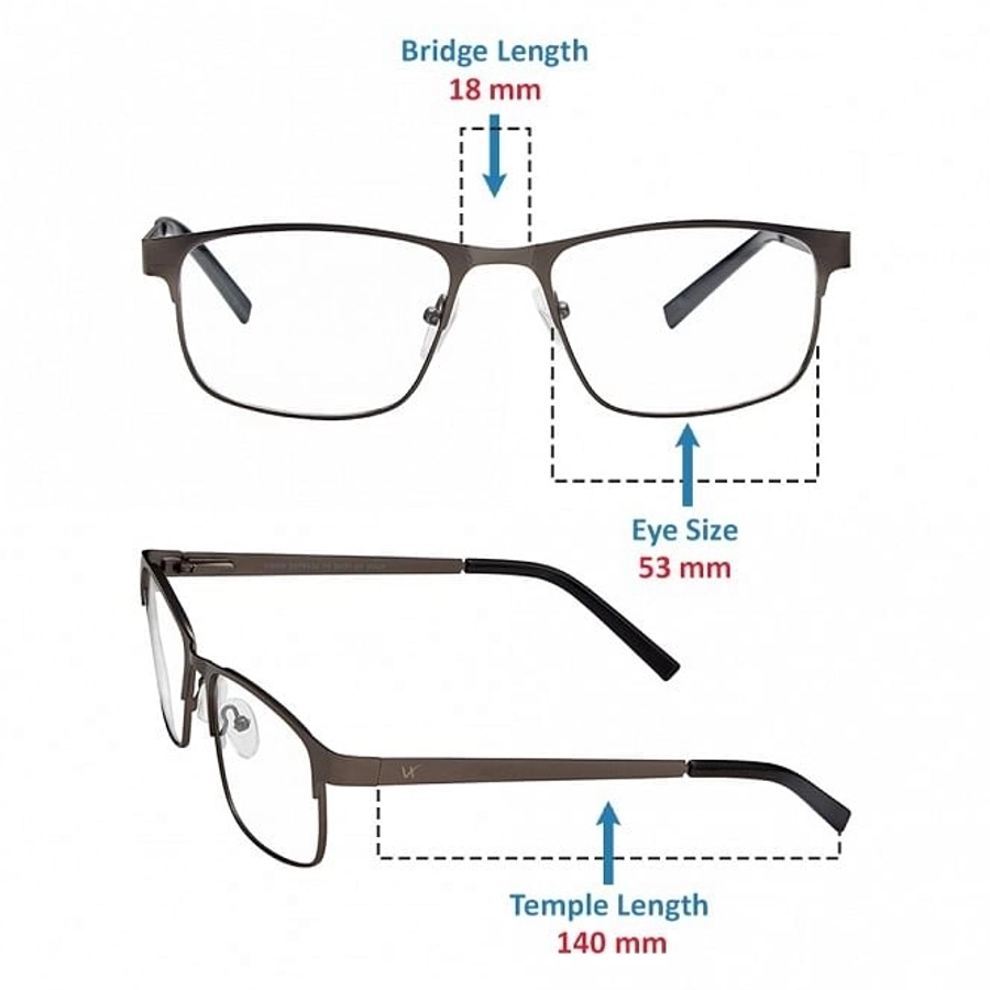 Full Rim Metal Square Gun Metal Medium Vision Express 29451 Eyeglasses