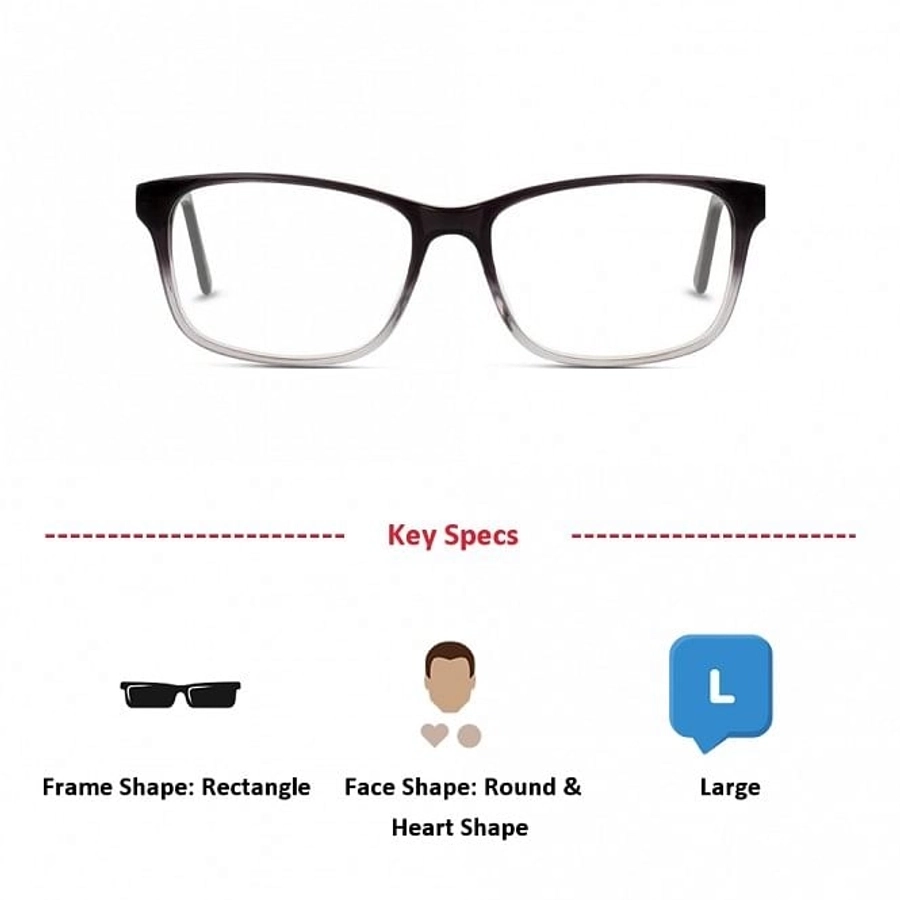 Full Rim Acetate Rectangle Grey Large DbyD DBEM04 Eyeglasses