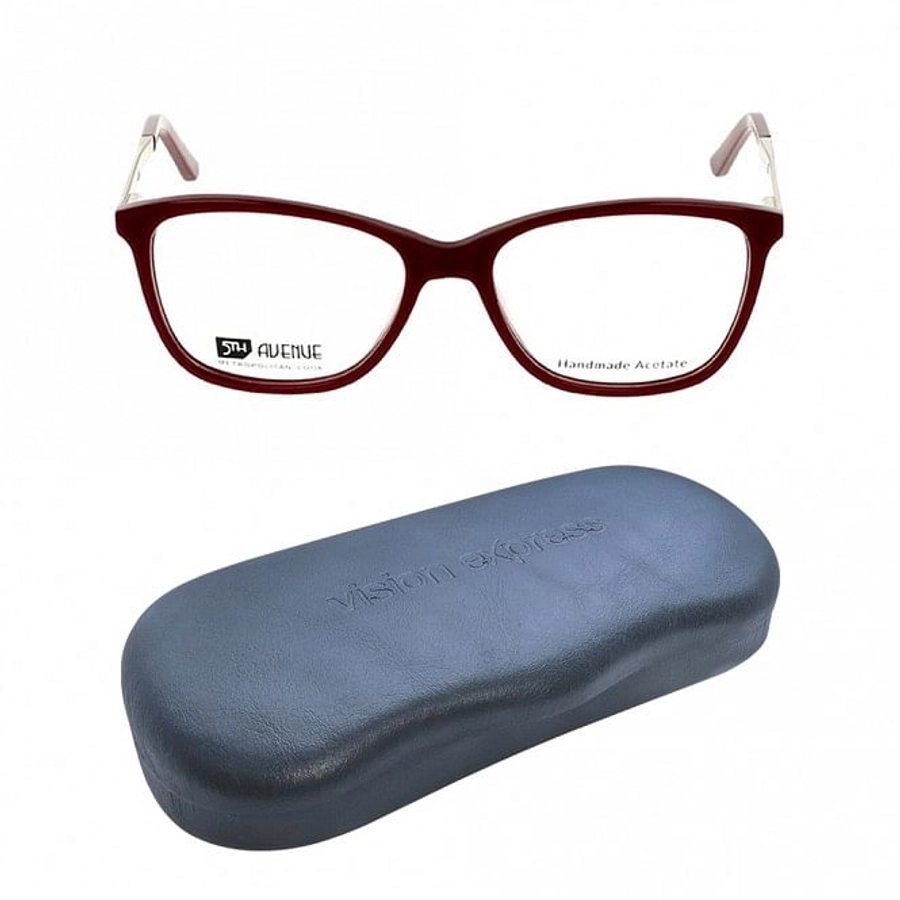 Full Rim Acetate Rectangle Red Medium 5th Avenue FAHF10 Eyeglasses