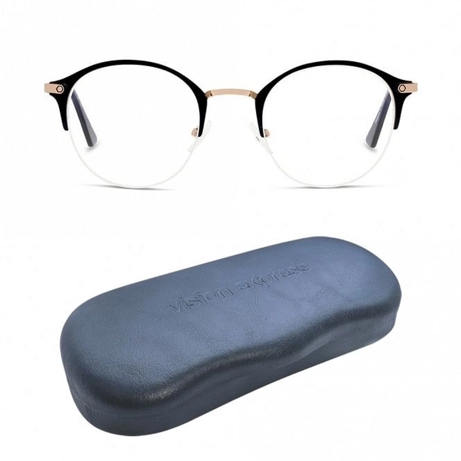 Half Rim Stainless Steel Round Blue Medium In Style ISHF22 Eyeglasses