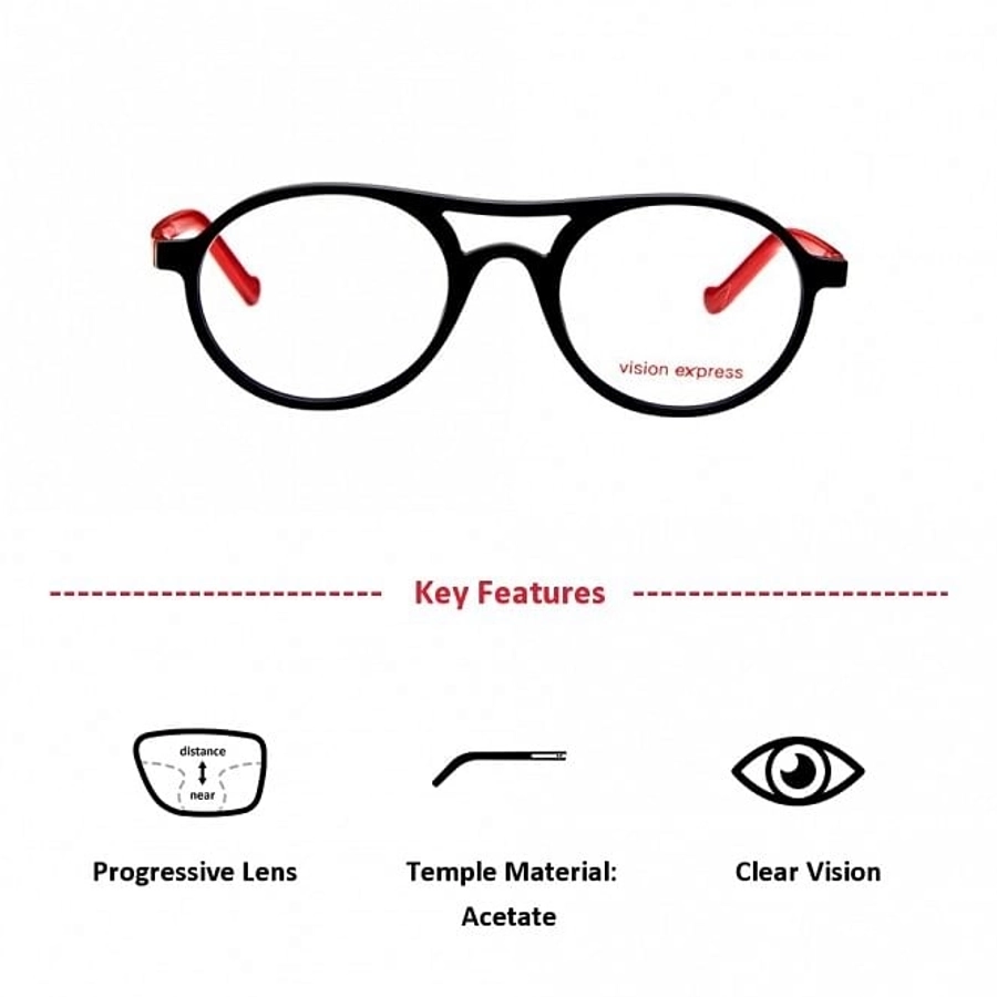 Full Rim Acetate Round Black Medium Vision Express 12040 Eyeglasses