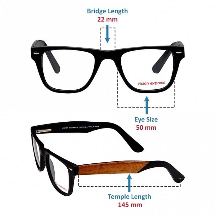 Full Rim Acetate Wayfarer Black Medium Vision Express 29462 Eyeglasses