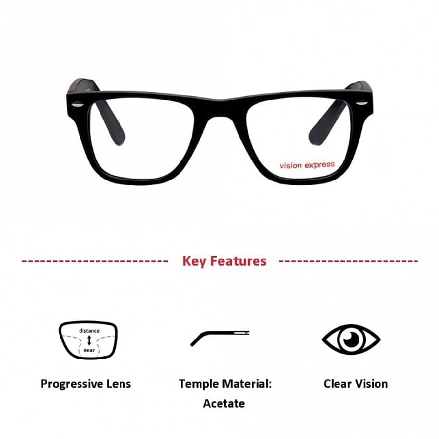Full Rim Acetate Wayfarer Black Medium Vision Express 29462 Eyeglasses