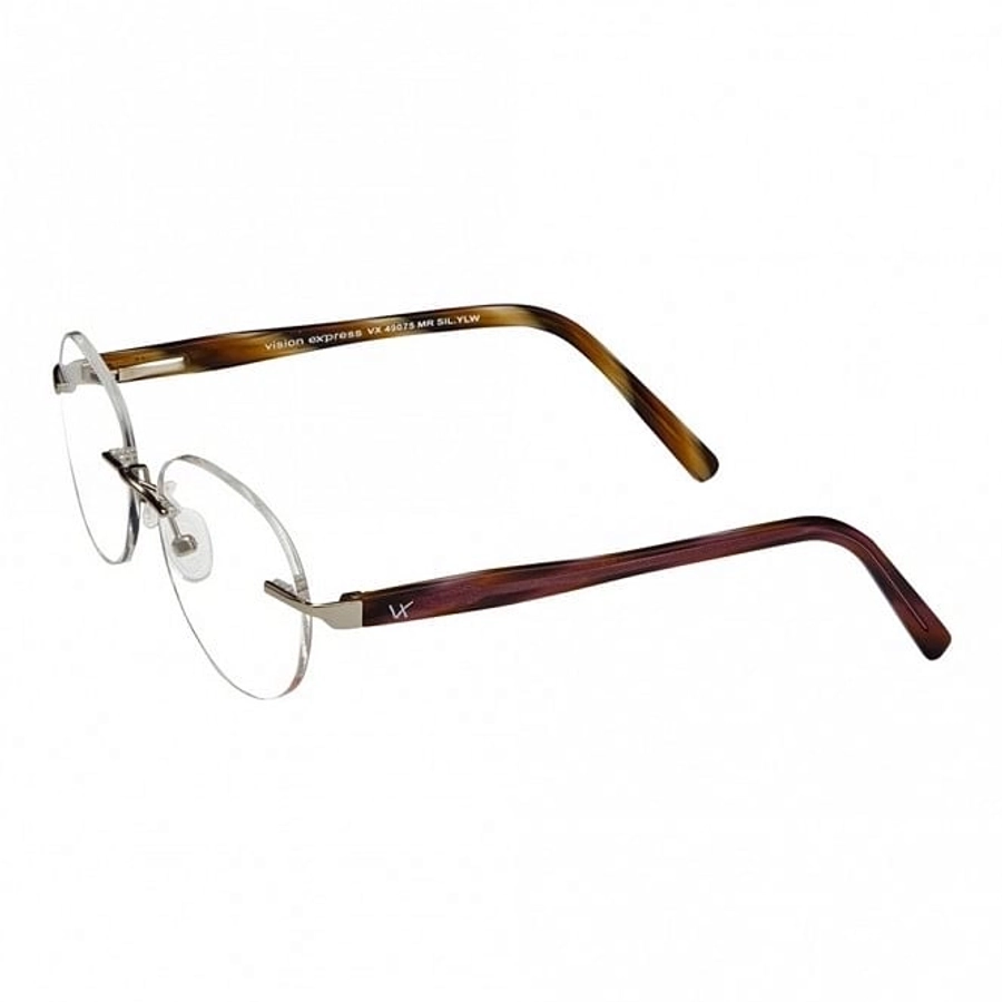 Rimless Metal Rectangle Silver Medium Vision Express 49075 Eyeglasses