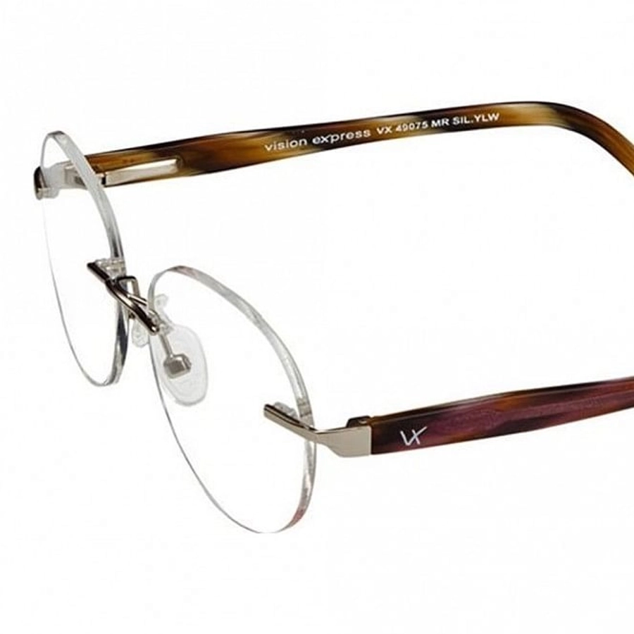 Rimless Metal Rectangle Silver Medium Vision Express 49075 Eyeglasses