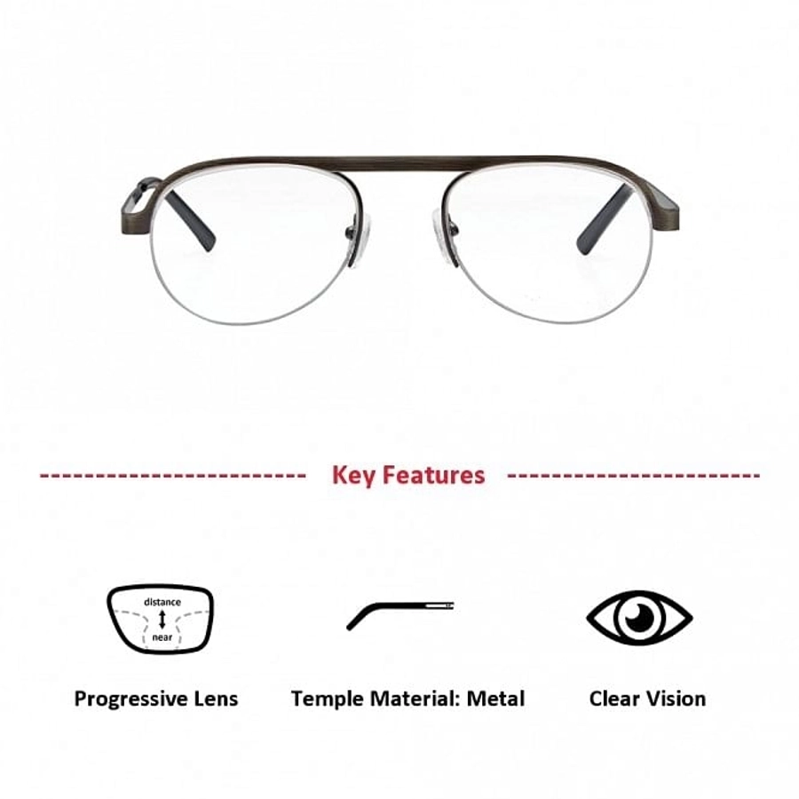 Half Rim Metal Oval Gun Metal Medium Vision Express 29471 Eyeglasses
