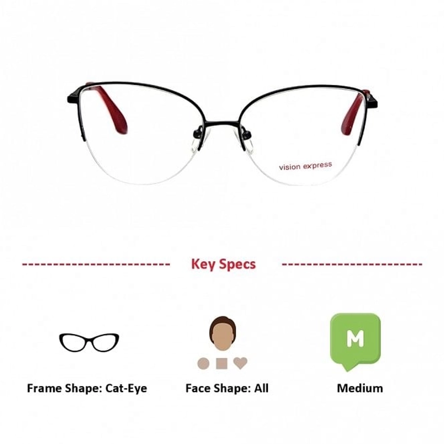 Half Rim Metal Cat Eye Black Medium Vision Express 49083 Eyeglasses