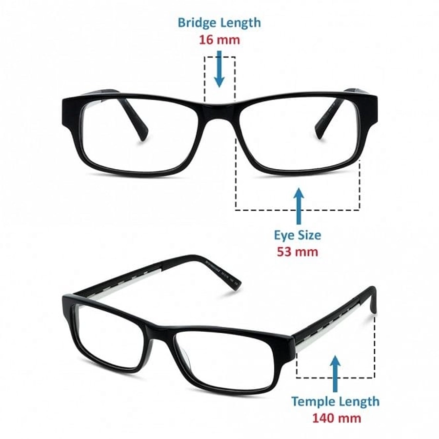 Full Rim Acetate Rectangle Black Medium I-Switch M303 Eyeglasses