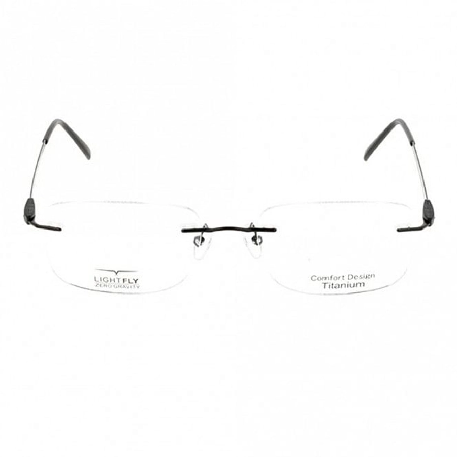 Rimless Titanium Rectangle Black Medium Light Fly L1D1MT Eyeglasses