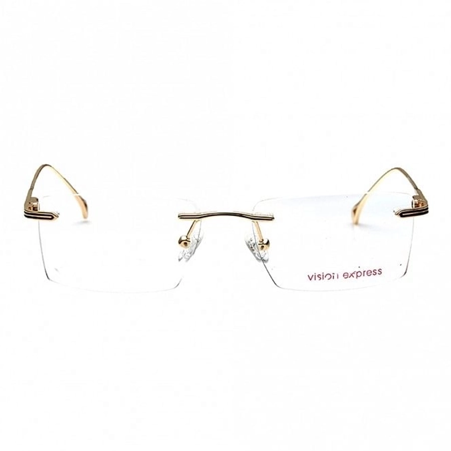 Rimless Metal Rectangle Gold Medium Vision Express 12043 Eyeglasses