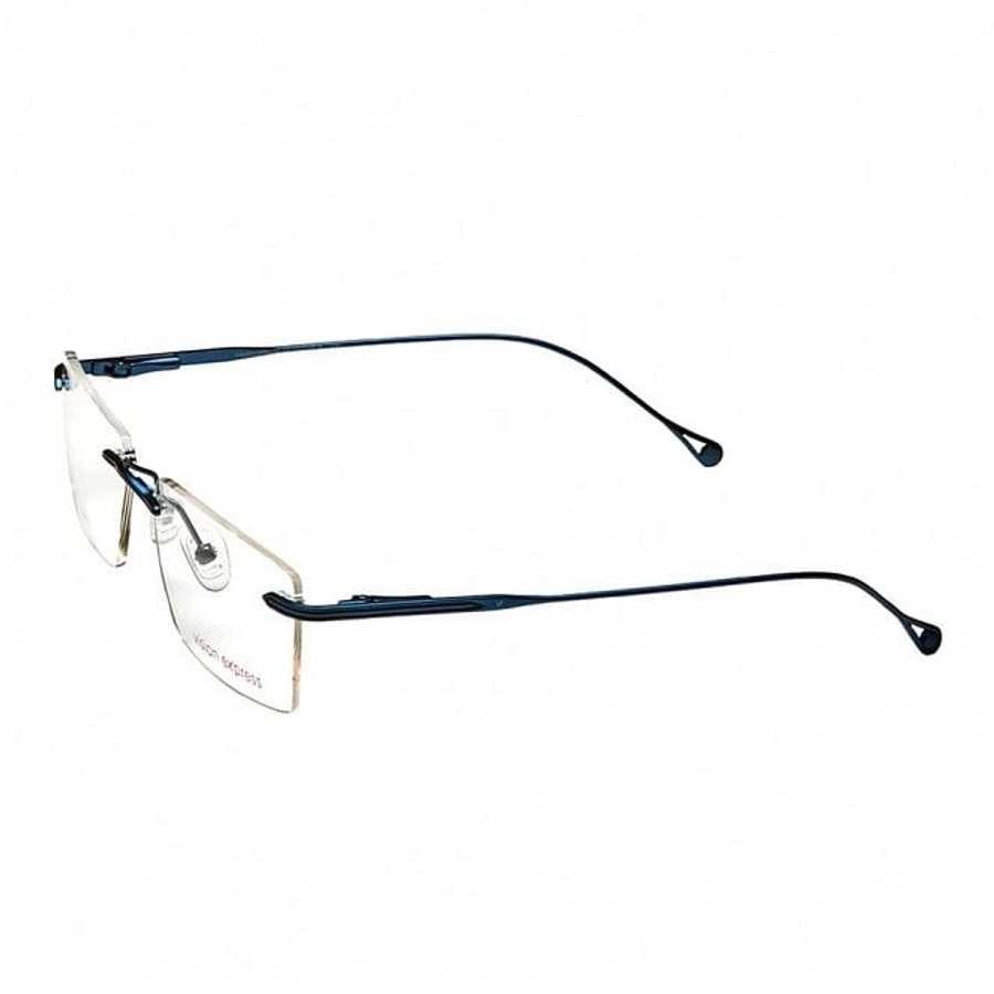 Rimless Metal Rectangle Blue Medium Vision Express 12043 Eyeglasses