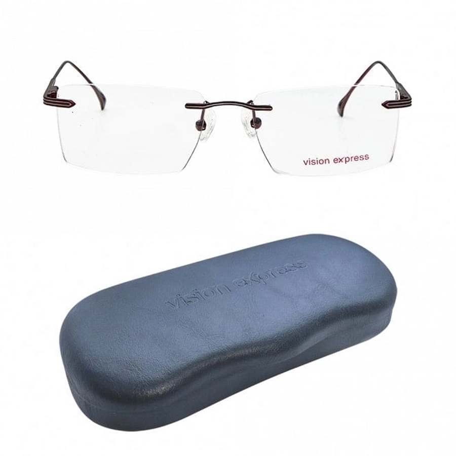 Rimless Metal Rectangle Wine Medium Vision Express 12043 Eyeglasses