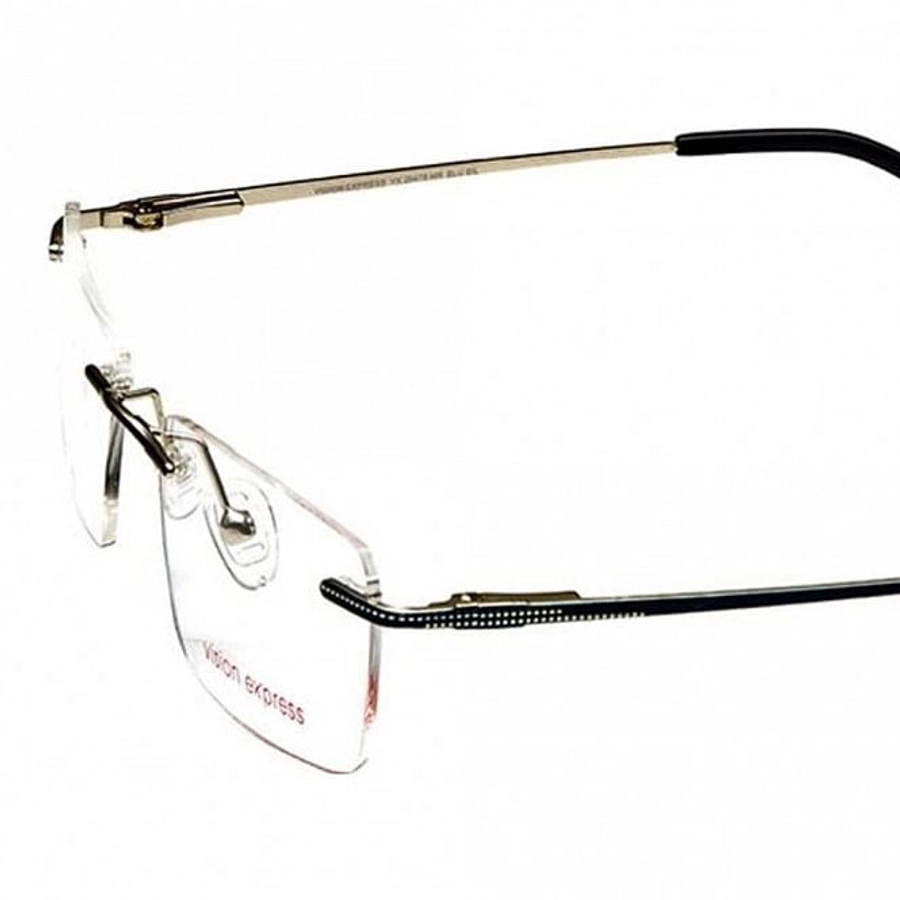 Rimless Metal Rectangle Blue Medium Vision Express 29476 Eyeglasses