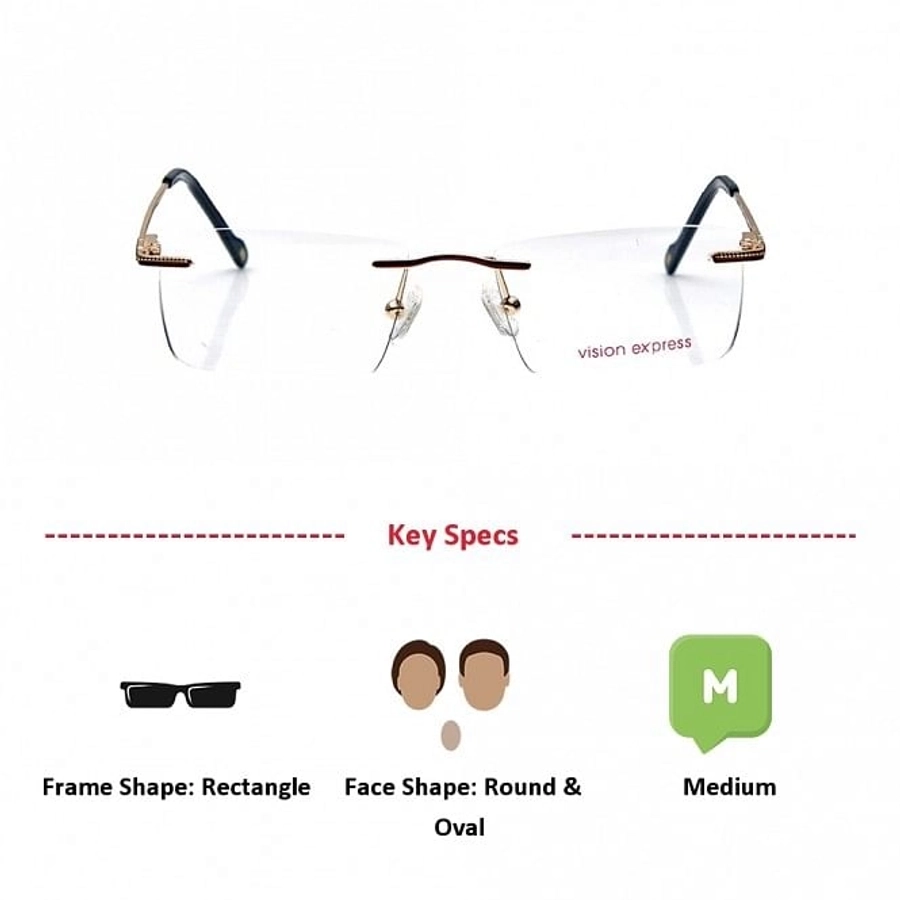 Rimless Metal Rectangle Brown Medium Vision Express 29476 Eyeglasses