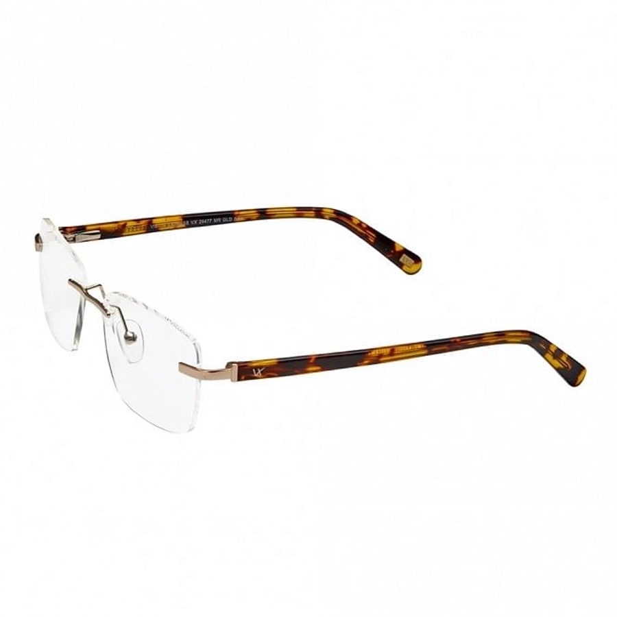 Rimless Metal Rectangle Gold Medium Vision Express 29477 Eyeglasses