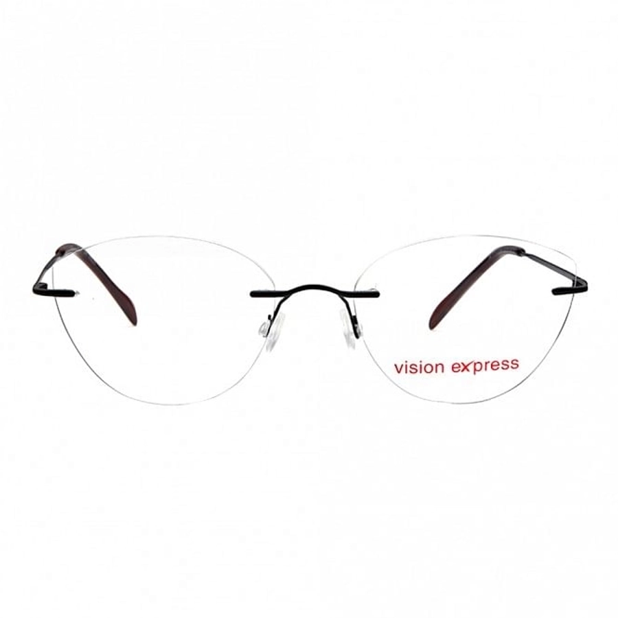 Rimless Metal Cat Eye Black Medium Vision Express 49084 Eyeglasses