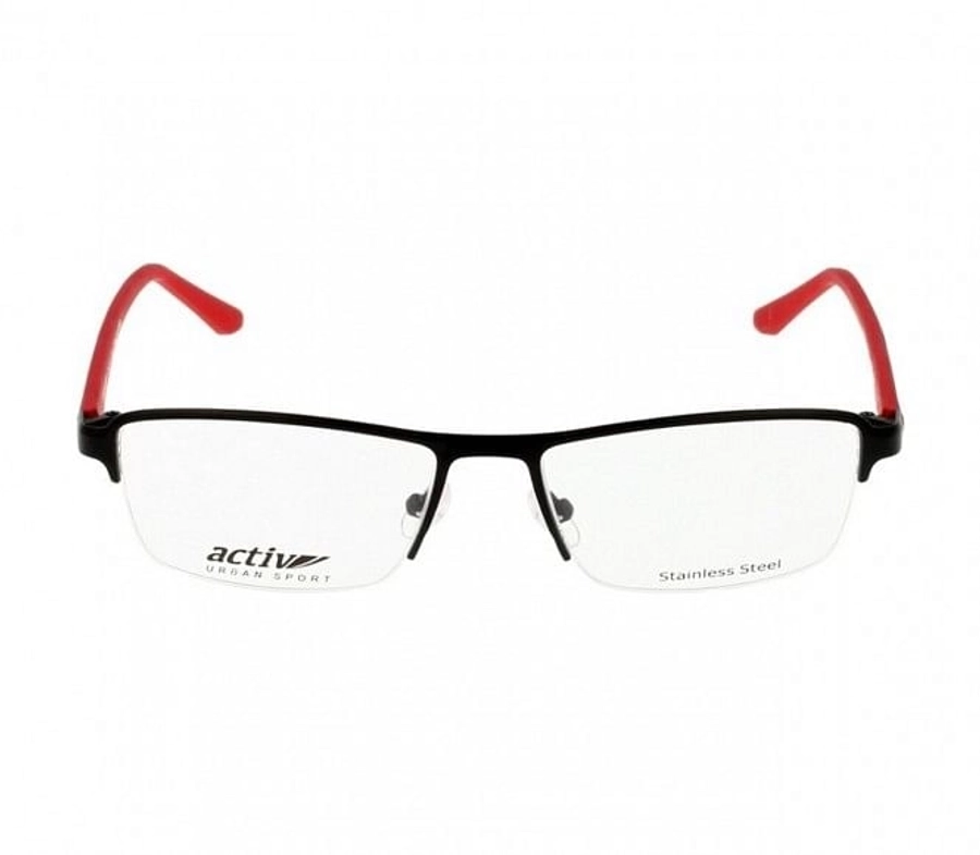 Half Rim Stainless Steel Rectangle Black Medium Activ ACHM02 Eyeglasses