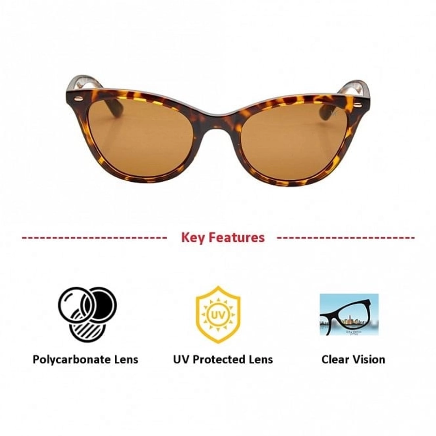 Cat eye Brown Polycarbonate Full Rim Medium Vision Express 41328 Sunglasses