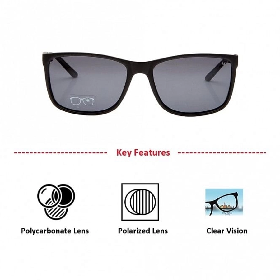 Rectangle Polarised Lens Grey Solid Full Rim Medium Vision Express 21687P Sunglasses