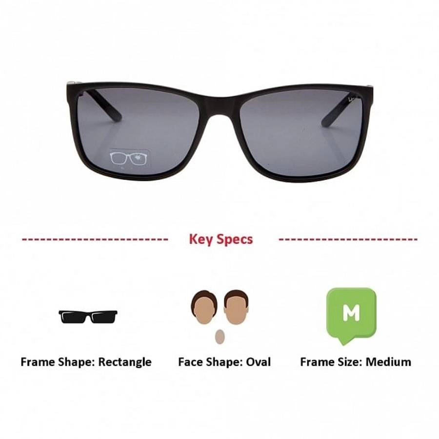Rectangle Polarised Lens Grey Solid Full Rim Medium Vision Express 21687P Sunglasses