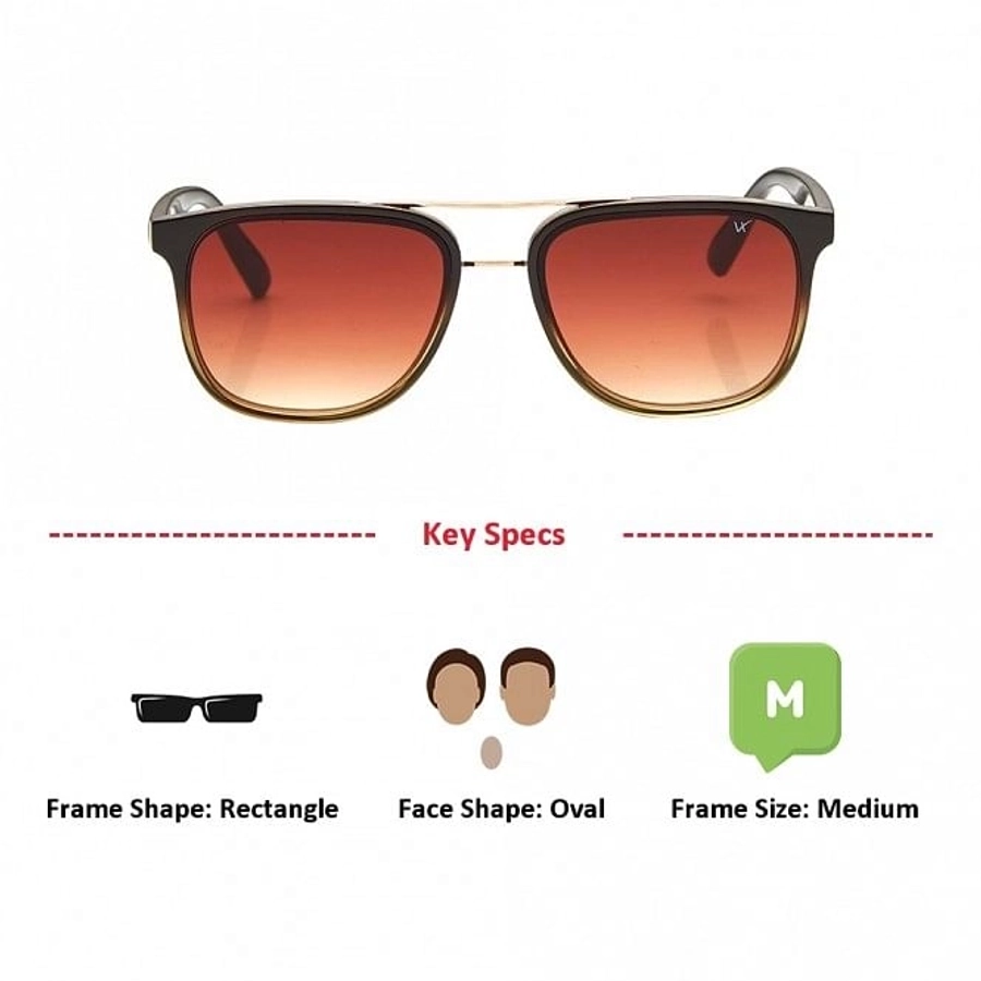 Rectangle Brown Gradient Metal Full Rim Medium Vision Express 21697 Sunglasses