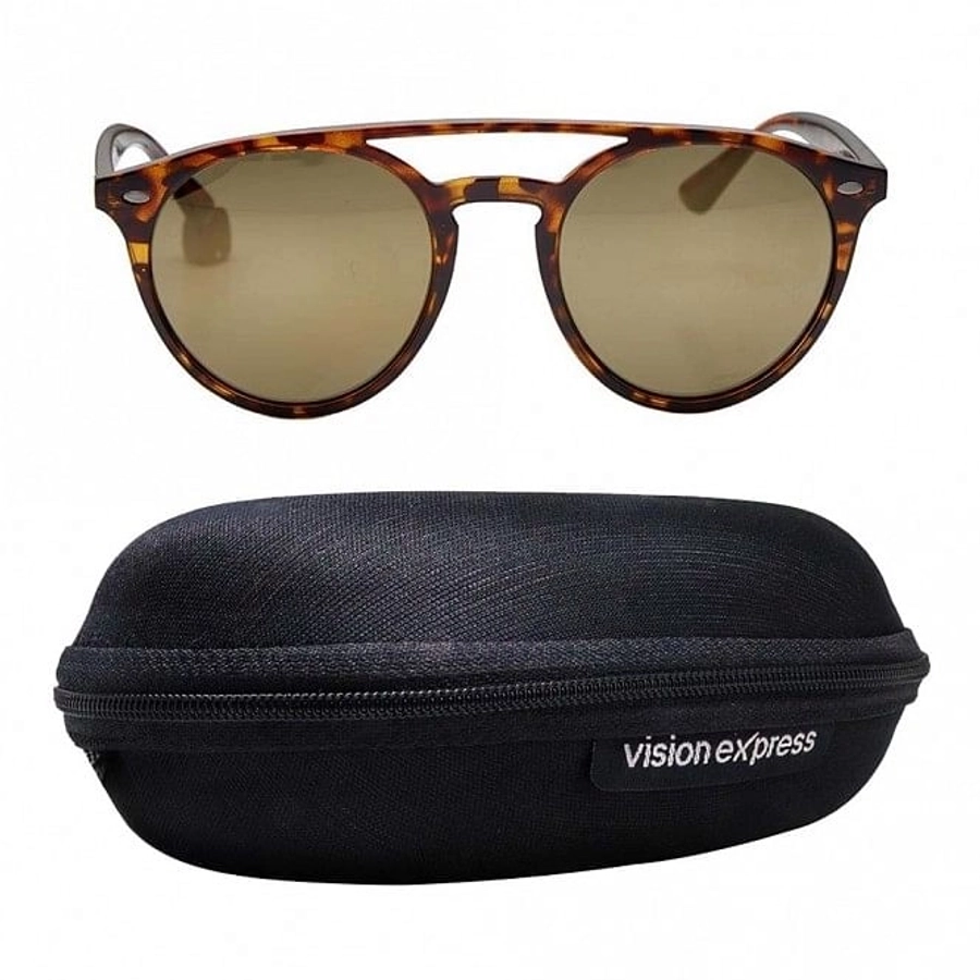 Round Gold Polycarbonate Full Rim Medium Vision Express 21699 Sunglasses
