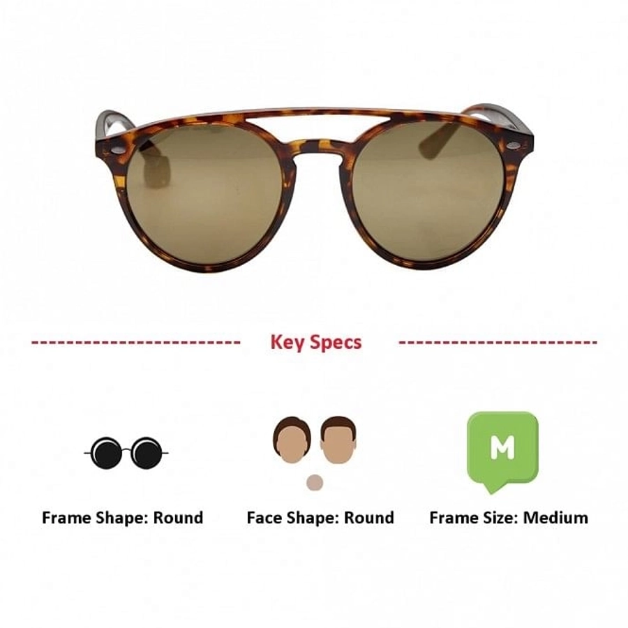 Round Gold Polycarbonate Full Rim Medium Vision Express 21699 Sunglasses