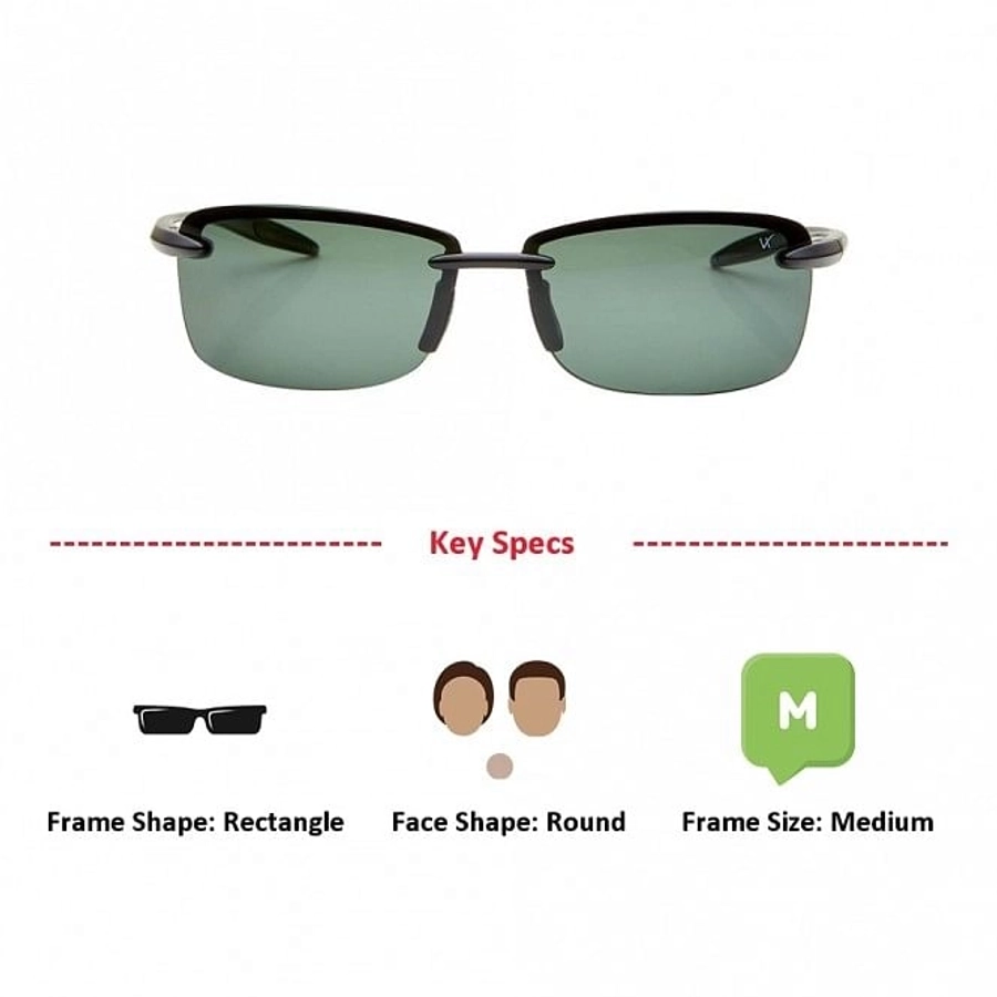 Rectangle Polarised Lens Green Rimless Medium Vision Express 21701P Sunglasses