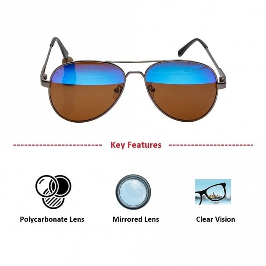 Aviator Blue Mirror Metal Full Rim Medium Vision Express 12060 Sunglasses