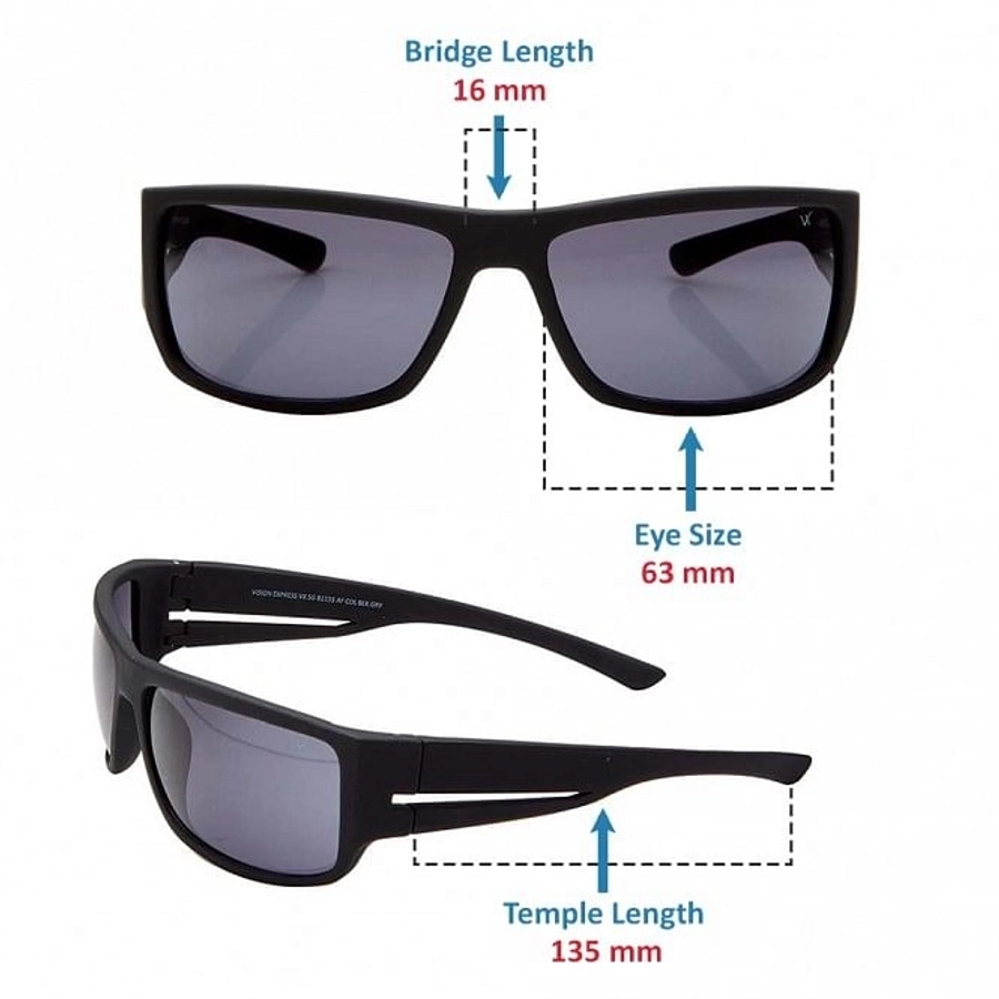 Rectangle Grey Polycarbonate Full Rim Medium Vision Express 81133 Sunglasses