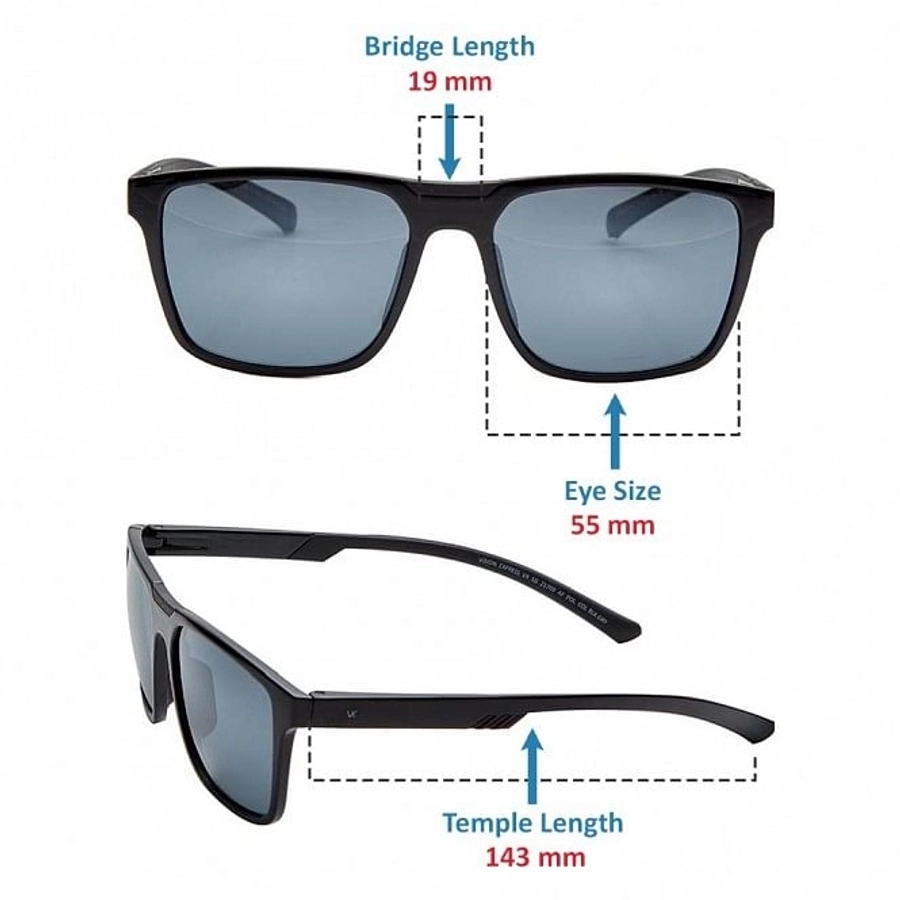 Rectangle Polarised Lens Grey Solid Full Rim Medium Vision Express 21709P Sunglasses