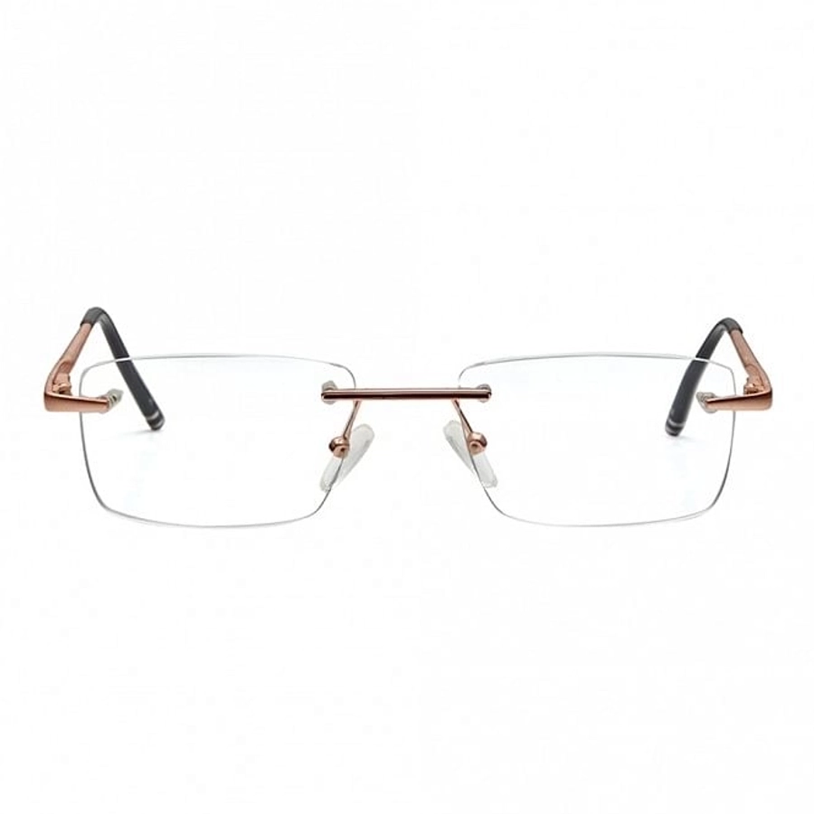 Rimless Metal Rectangle Gold Medium Vision Express 12052 Eyeglasses