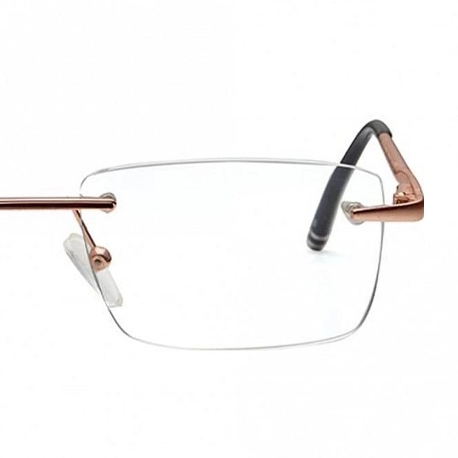 Rimless Metal Rectangle Gold Medium Vision Express 12052 Eyeglasses