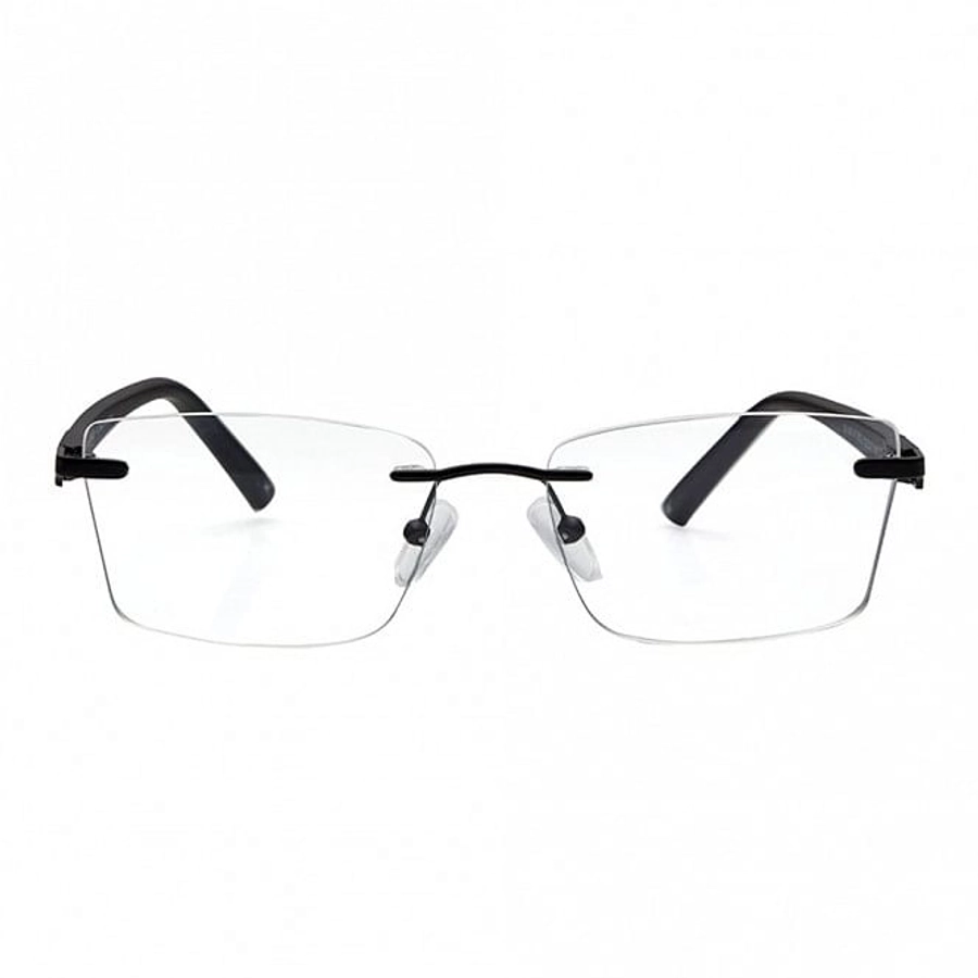 Rimless Metal Rectangle Black Medium Vision Express 29483 Eyeglasses