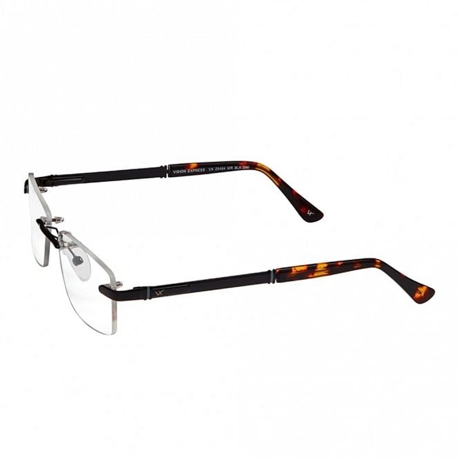 Rimless Metal Rectangle Black Medium Vision Express 29484 Eyeglasses