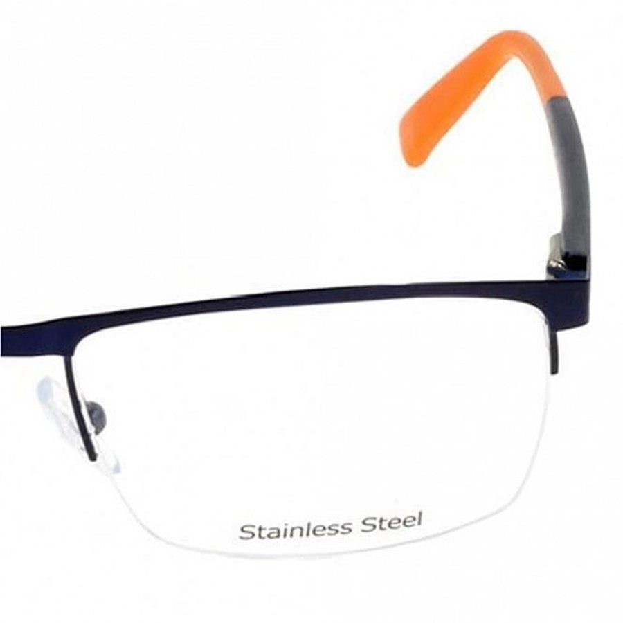 Half Rim Stainless Steel Rectangle Blue Medium In Style ISFM21 Eyeglasses