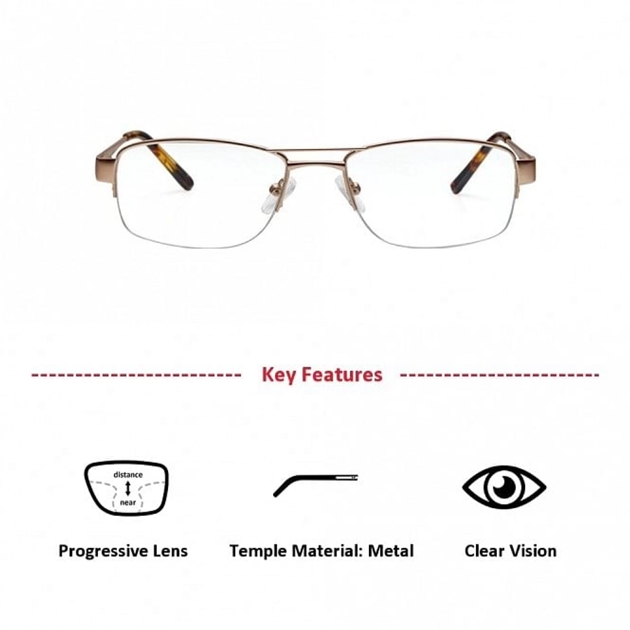 Half Rim Metal Rectangle Gold Large Vision Express 29472 Eyeglasses