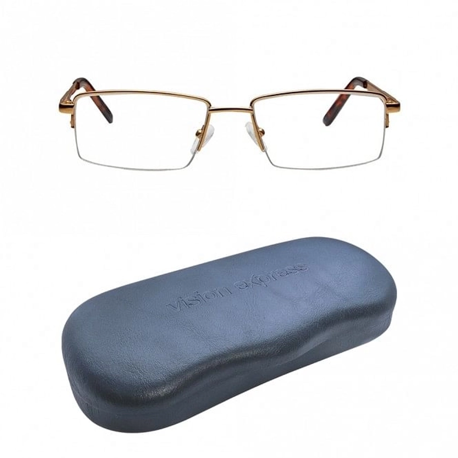 Half Rim Metal Rectangle Gold Medium Vision Express 12044 Eyeglasses