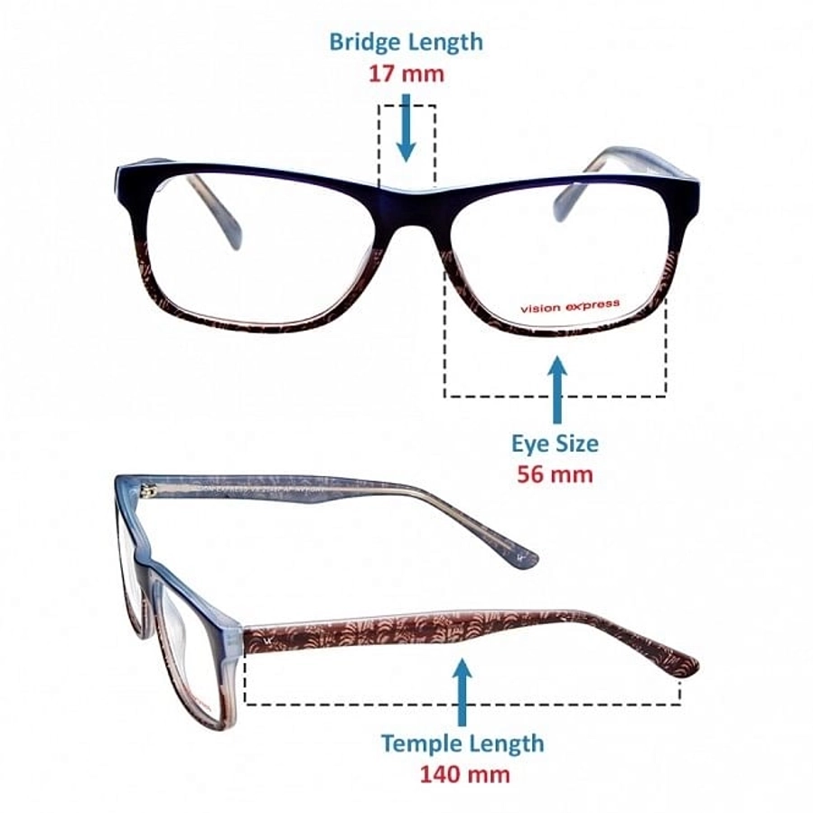 Full Rim Polycarbonate Rectangle Blue Large Vision Express 29487 Eyeglasses