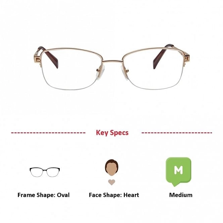 Half Rim Metal Oval Gold Medium Vision Express 31816 Eyeglasses