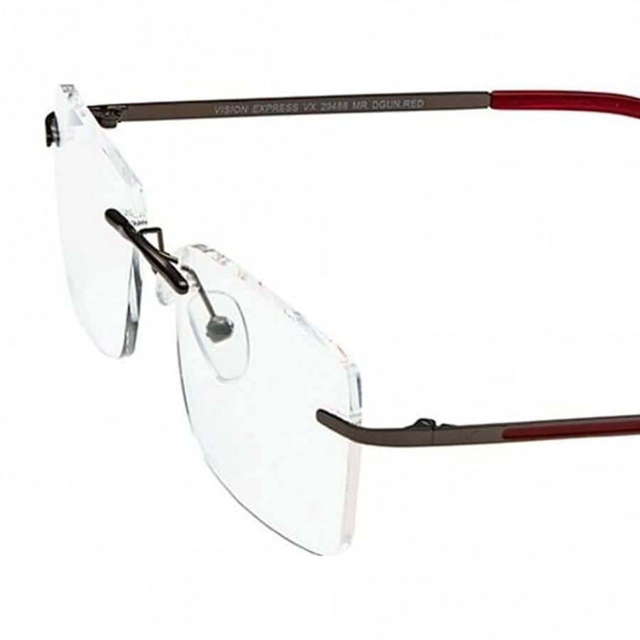 Rimless Metal Rectangle Gun Metal Medium Vision Express 29488 Eyeglasses