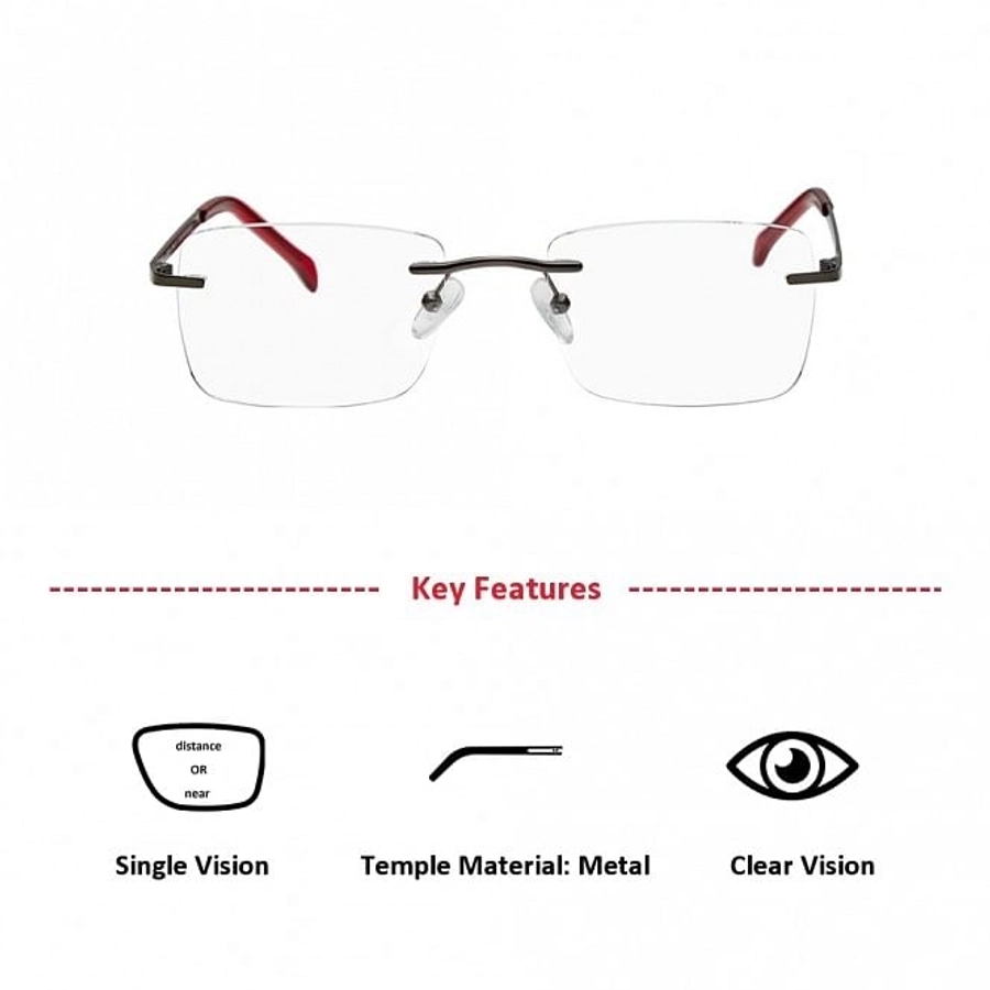 Rimless Metal Rectangle Gun Metal Medium Vision Express 29488 Eyeglasses