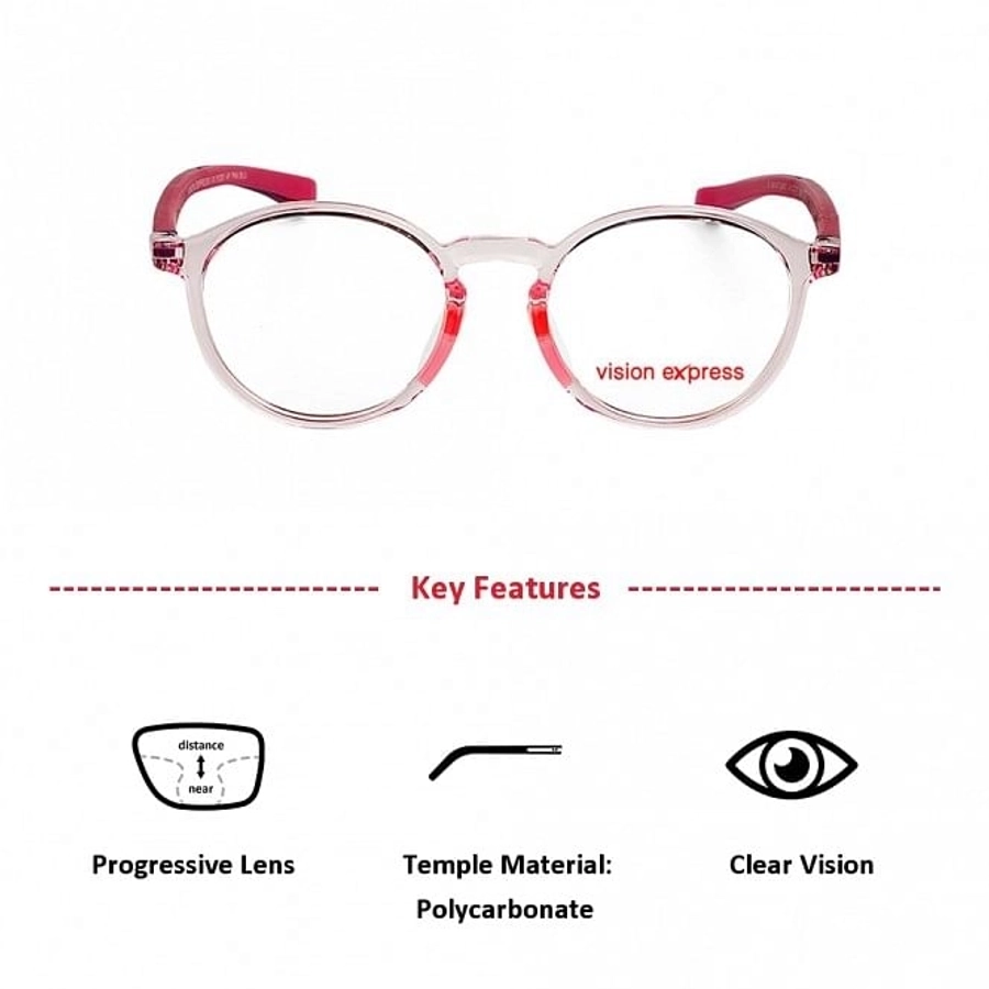 Square Pink Polycarbonate Medium Vision Express 61301 Kids Eyeglasses