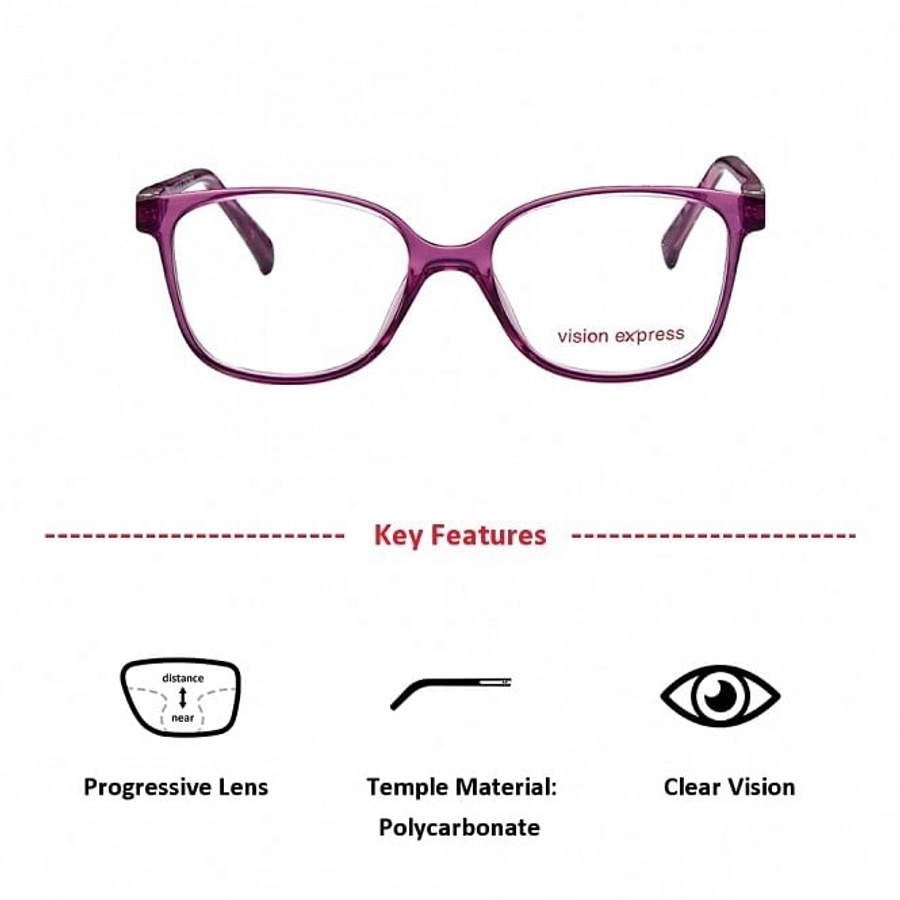 Square Purple Polycarbonate Medium Vision Express 61320 Kids Eyeglasses