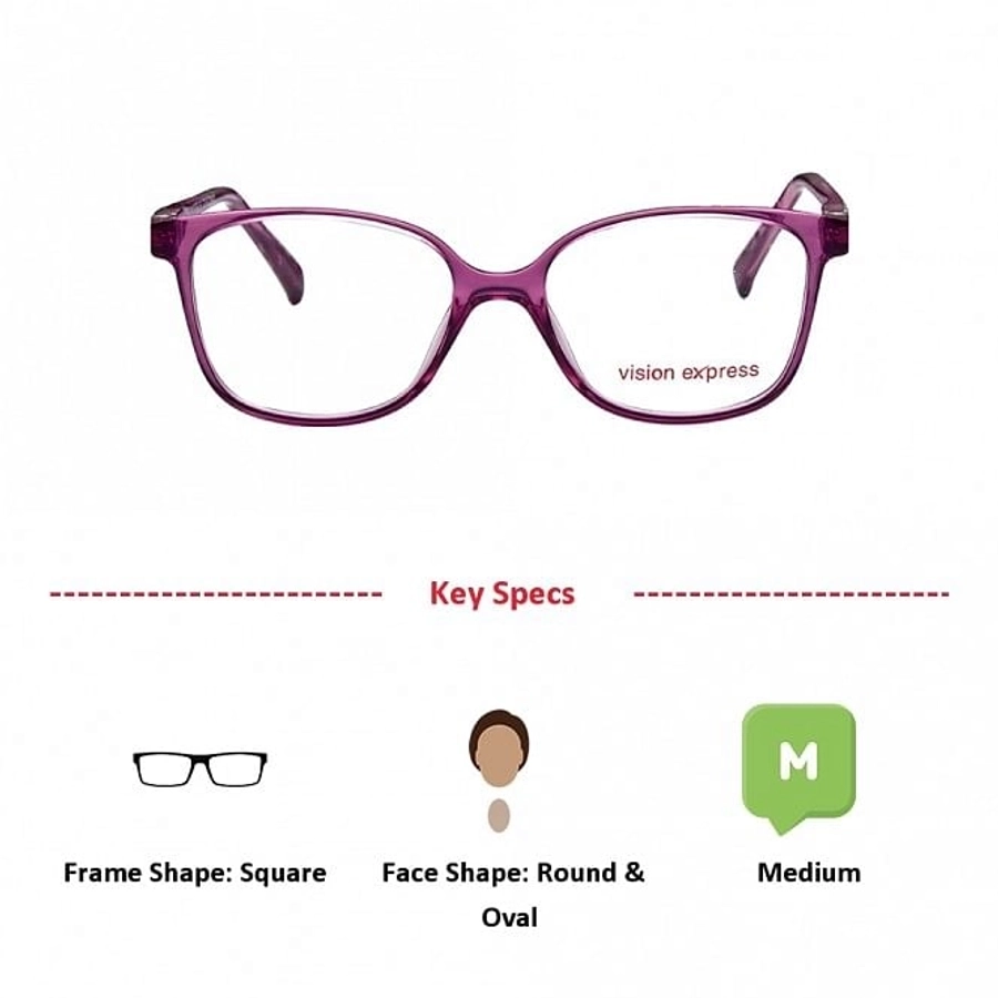 Square Purple Polycarbonate Medium Vision Express 61320 Kids Eyeglasses