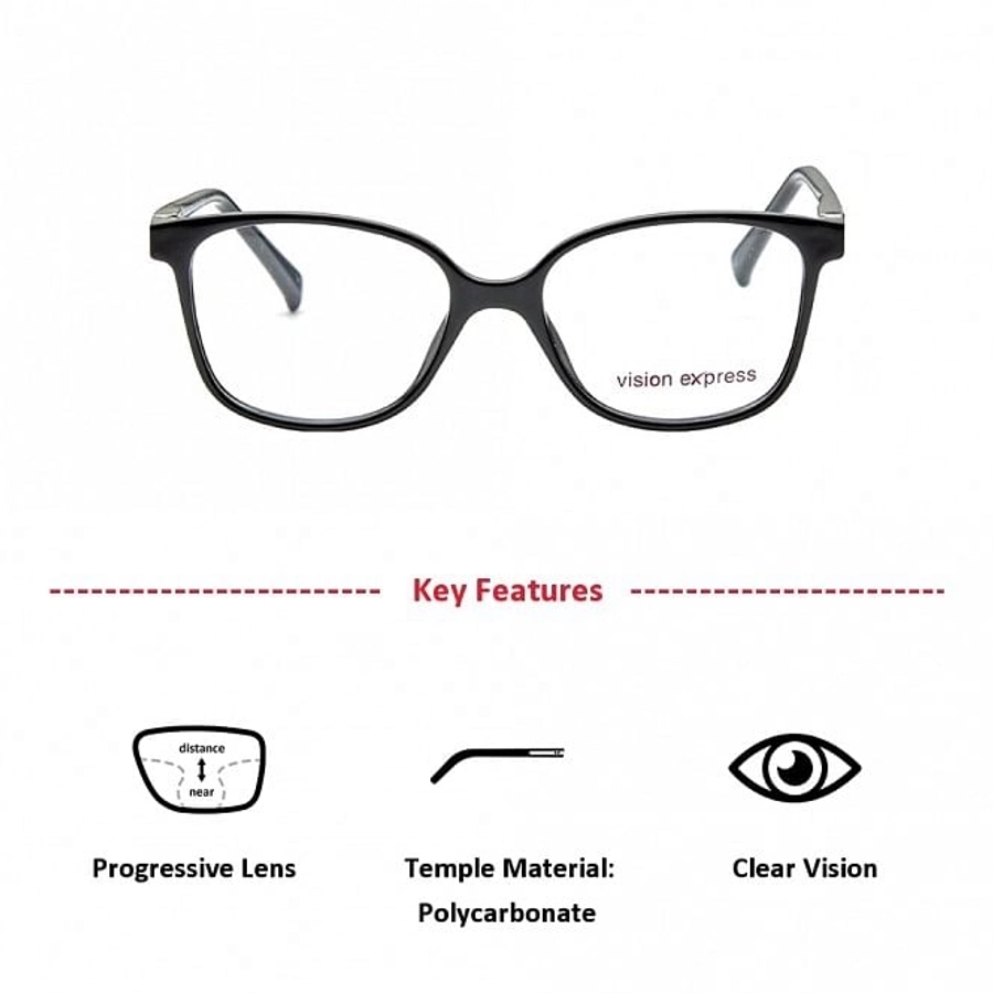 Square Black Polycarbonate Medium Vision Express 61320 Kids Eyeglasses
