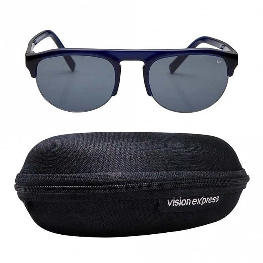 Round Grey Acetate Half Rim Medium Vision Express 21713 Sunglasses