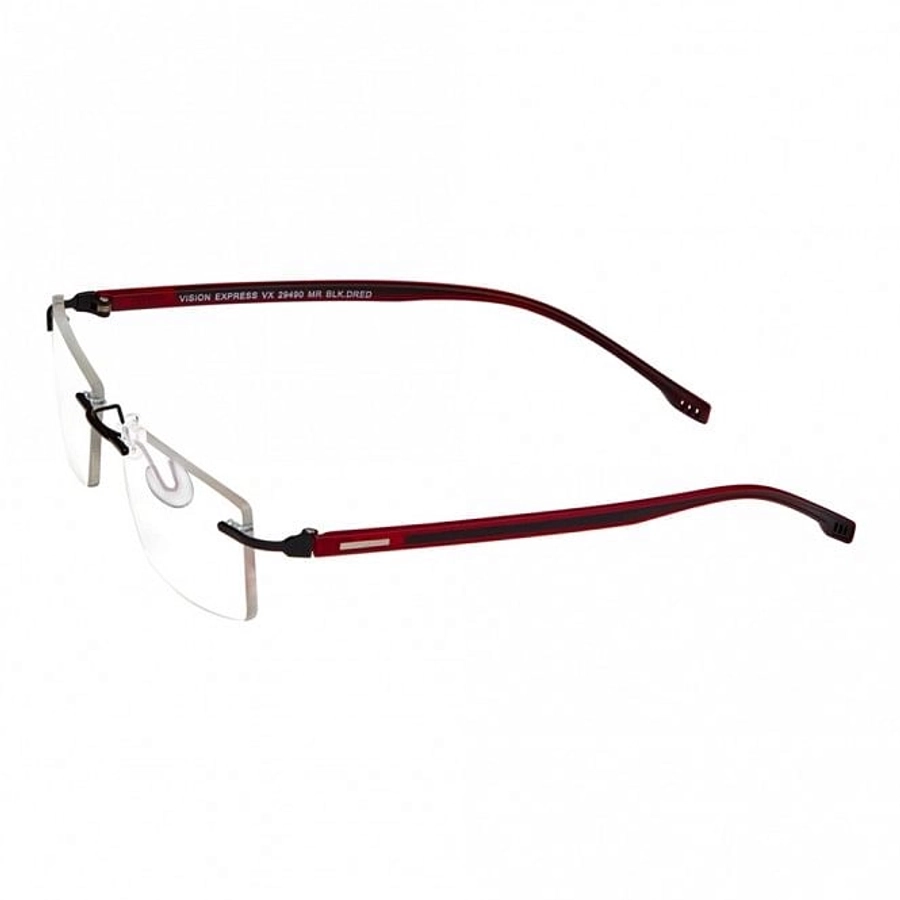 Rimless Metal Rectangle Black Medium Vision Express 29490 Eyeglasses