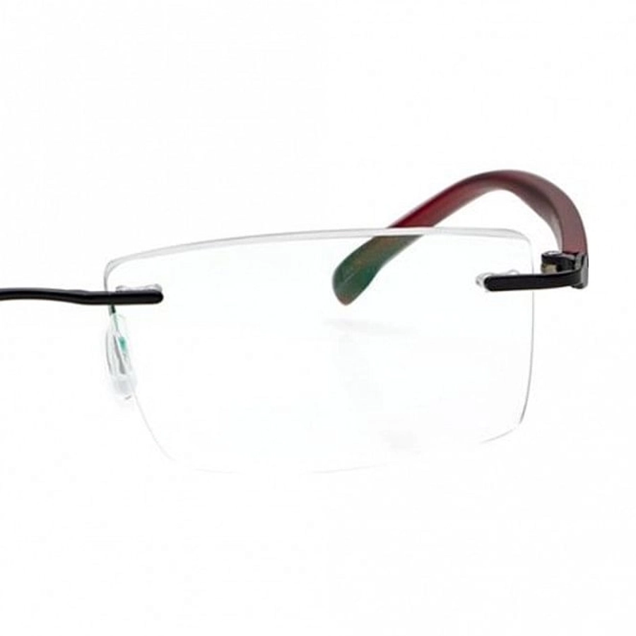 Rimless Metal Rectangle Black Medium Vision Express 29490 Eyeglasses